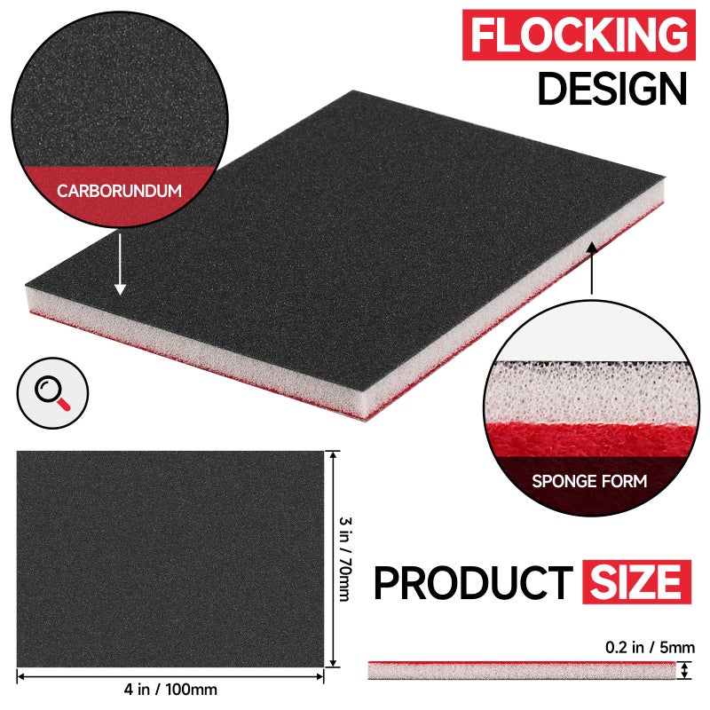 Shineboc 20 Pcs 3 x 4 Inch 320 Grit Sanding Sponge Set, Ultra Fine Sanding Sponges Pads, Soft Foam Hand Sander Block Wet Dry Sandpaper for Model Drywall Metal Wood Furniture Polishing - Image 2